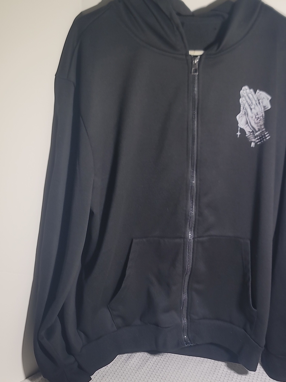 Black Zip Hoodie with Size XL Tag